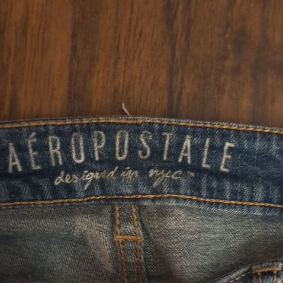 Aeropostale women’s distressed skinny jeans | blue stretch denim modern fit - Picture 2 of 4